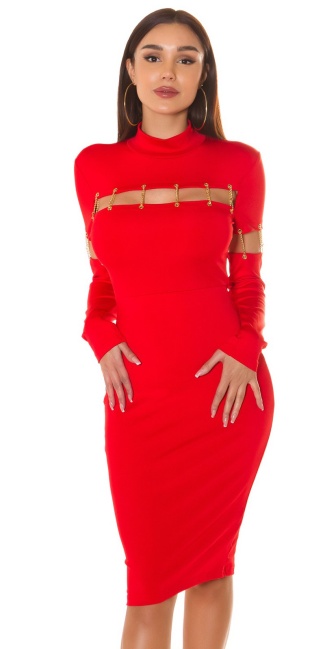 shift dress with deco chains Red